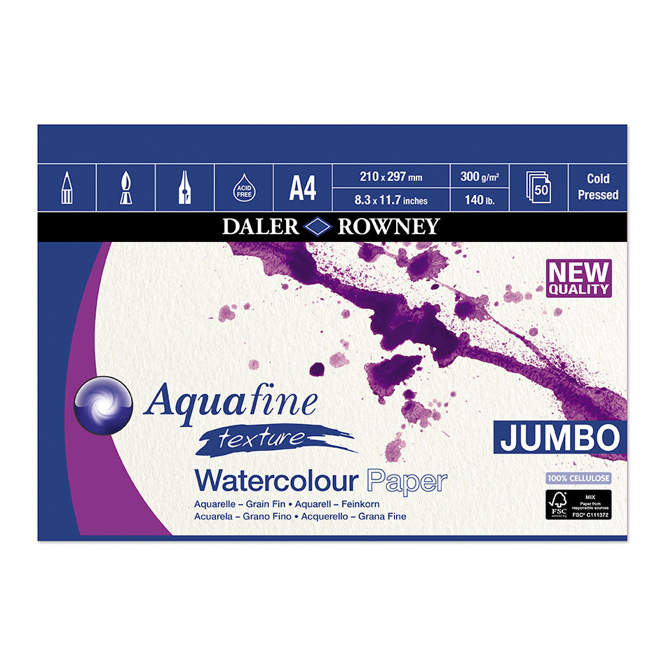 Daler-Rowney Aquafine Watercolour Texture Pad A4 50 Sheets by Daler-Rowney at Cult Pens