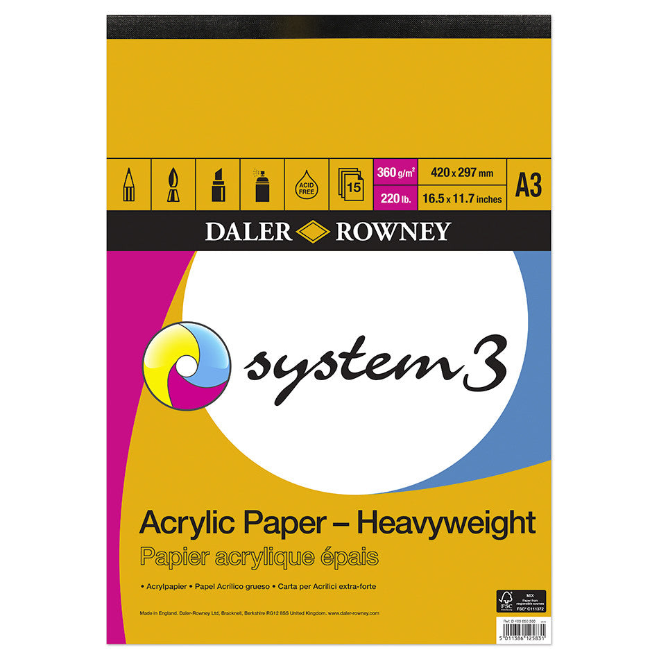 Daler-Rowney System3 Heavyweight Acrylic Pad A3 by Daler-Rowney at Cult Pens