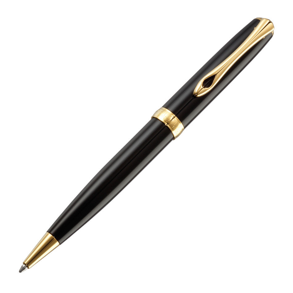Diplomat Excellence A2 Black Lacquer Ballpoint Pen with Gold Trim by Diplomat at Cult Pens