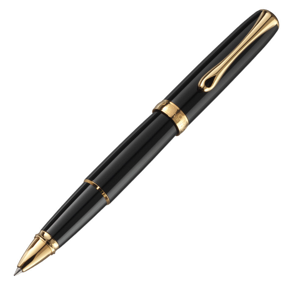 Diplomat Excellence A2 Black Lacquer Rollerball Pen with Gold Trim by Diplomat at Cult Pens