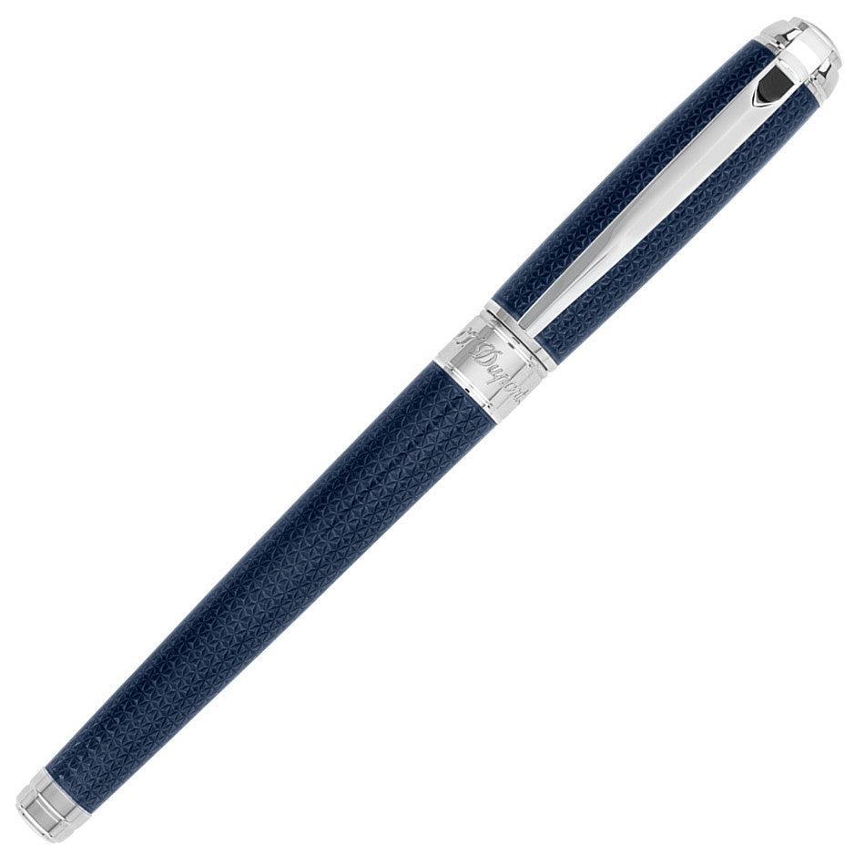 S.T. Dupont Line D Medium Fountain Pen Guilloche Blue by S.T. Dupont at Cult Pens