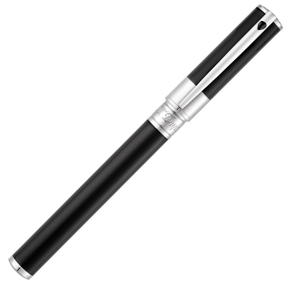 S.T. Dupont D-Initial Fountain Pen Black With Chrome Trim by S.T. Dupont at Cult Pens