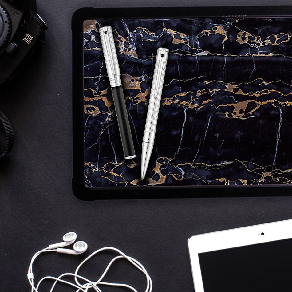 S.T. Dupont D-Initial Fountain Pen Duotone Black-Chrome by S.T. Dupont at Cult Pens