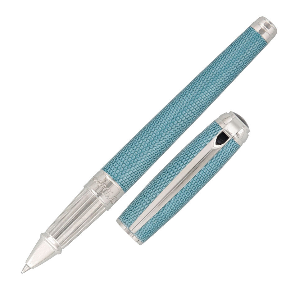 S.T. Dupont Line D Large Rollerball Pen Diamond Guilloche Aquamarine by S.T. Dupont at Cult Pens
