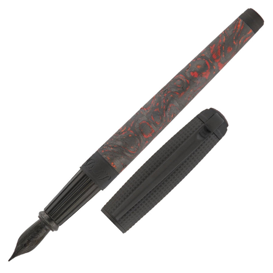 S.T. Dupont Line D Large Fountain Pen Carbon Red by S.T. Dupont at Cult Pens
