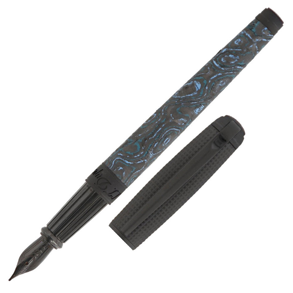 S.T. Dupont Line D Large Fountain Pen Carbon Blue by S.T. Dupont at Cult Pens