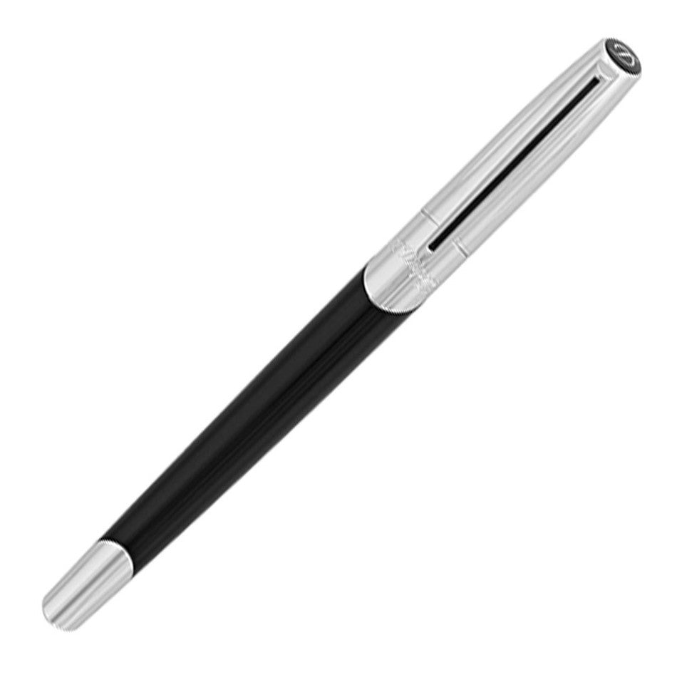 S.T. Dupont Defi Millennium Fountain Pen Shiny Lacquer Silver/Black by S.T. Dupont at Cult Pens