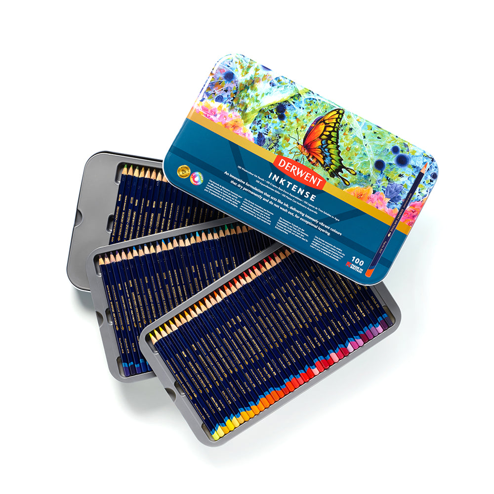 Derwent Inktense Coloured Pencils Tin of 100 by Derwent at Cult Pens