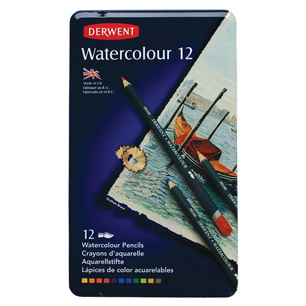 Derwent Watercolour Pencils Tin of 12 by Derwent at Cult Pens