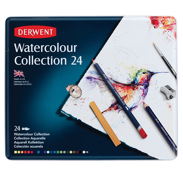Derwent Watercolour Pencils Tin of 24 by Derwent at Cult Pens