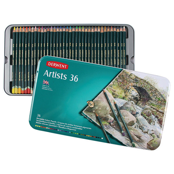 Derwent Artists Coloured Pencils Tin of 36 by Derwent at Cult Pens