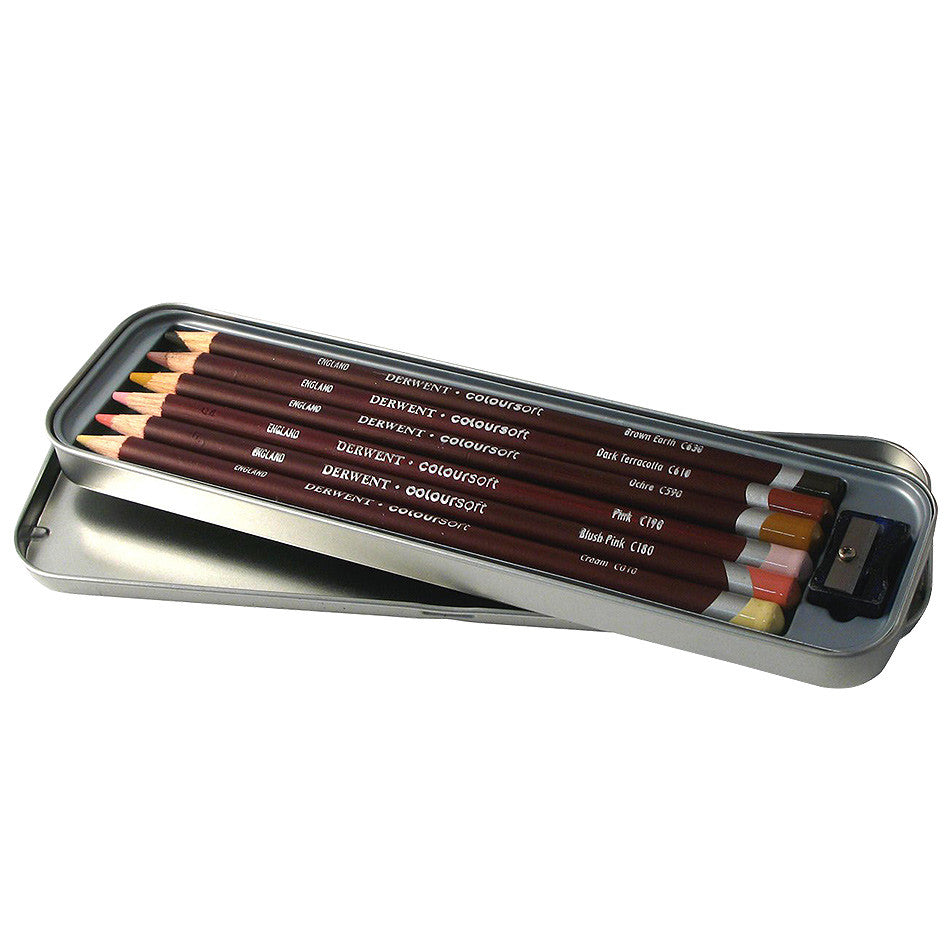 Derwent Coloursoft Coloured Pencil Skintones Tin of 6 by Derwent at Cult Pens