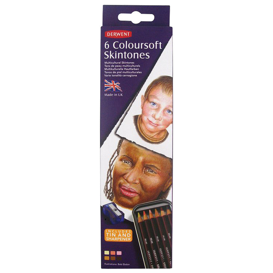 Derwent Coloursoft Coloured Pencil Skintones Tin of 6 by Derwent at Cult Pens