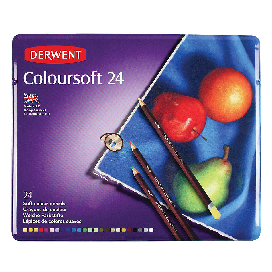 Derwent Coloursoft Coloured Pencil Tin of 24 by Derwent at Cult Pens