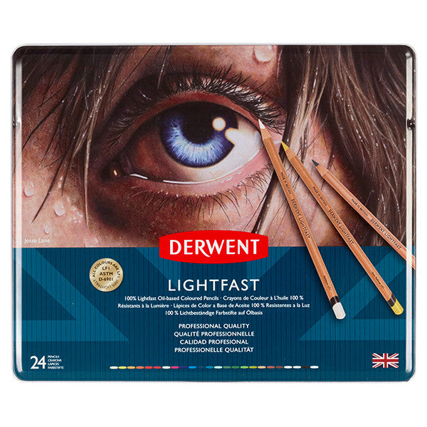 Derwent Lightfast Coloured Pencils Tin of 24 by Derwent at Cult Pens