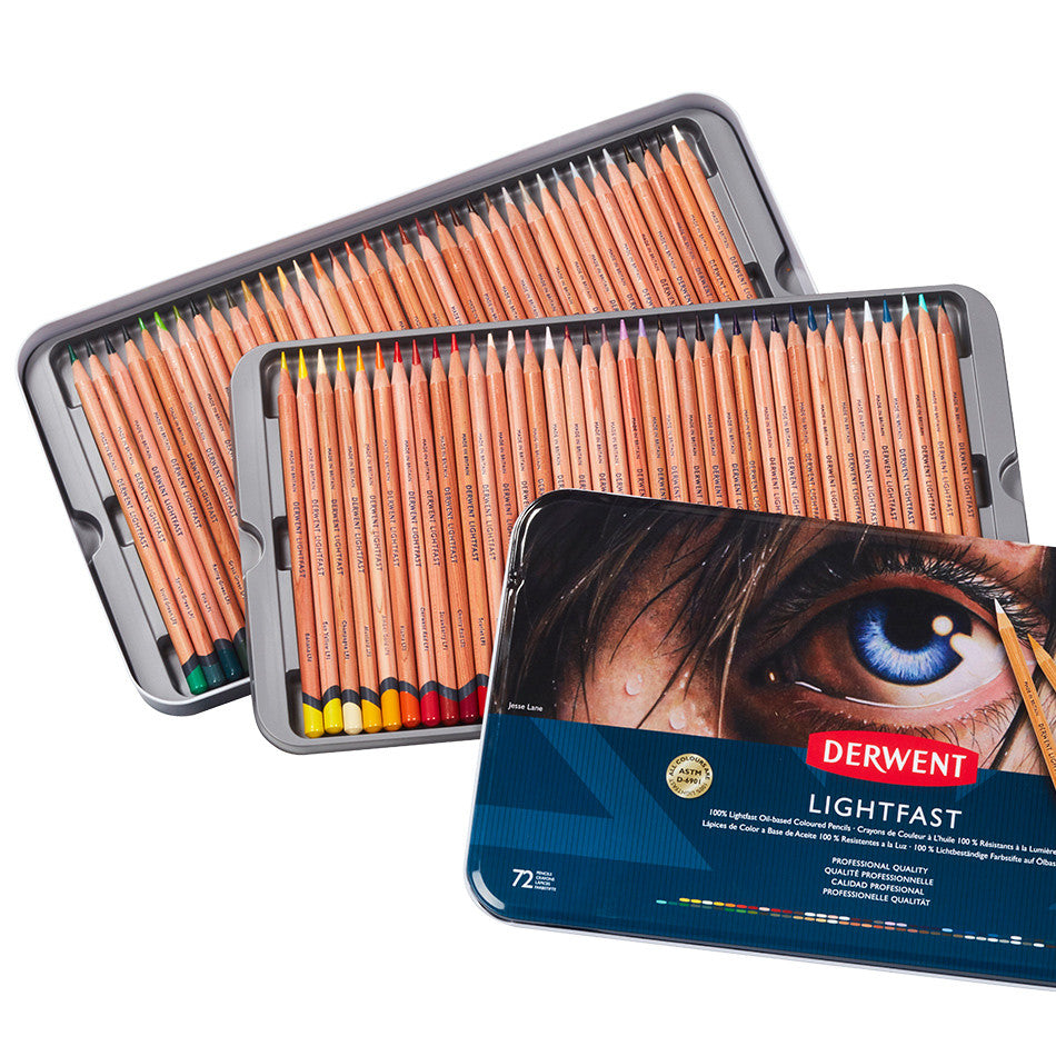 Derwent Lightfast Coloured Pencils Tin of 72 by Derwent at Cult Pens