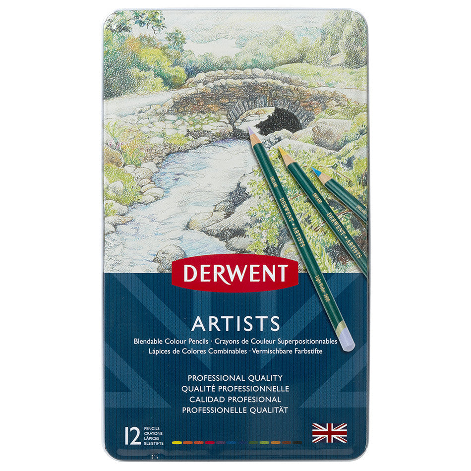 Derwent Artists Coloured Pencils Tin of 12 by Derwent at Cult Pens