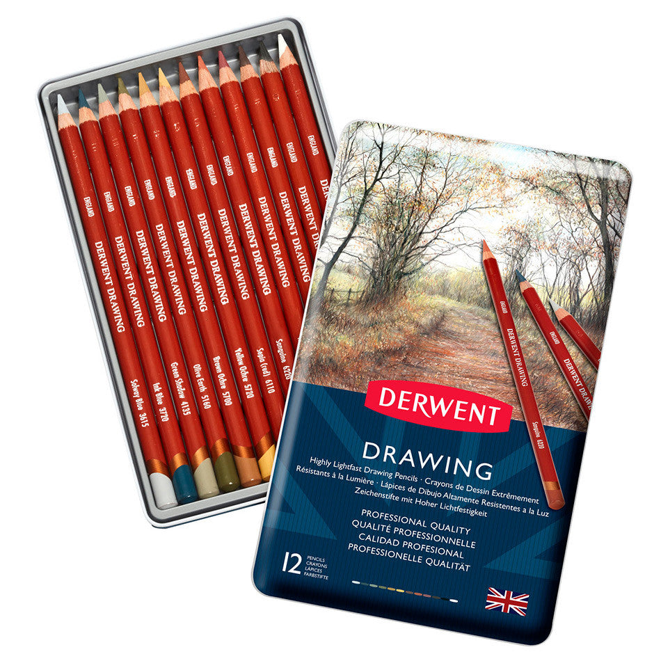 Derwent Drawing Pencil Tin of 12 by Derwent at Cult Pens