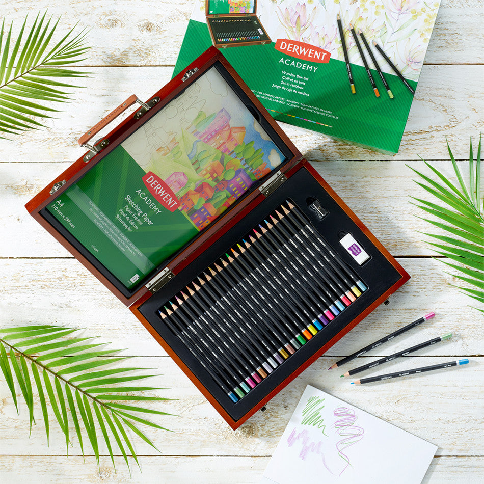 Derwent Academy Neon Set in Wooden Box by Derwent at Cult Pens