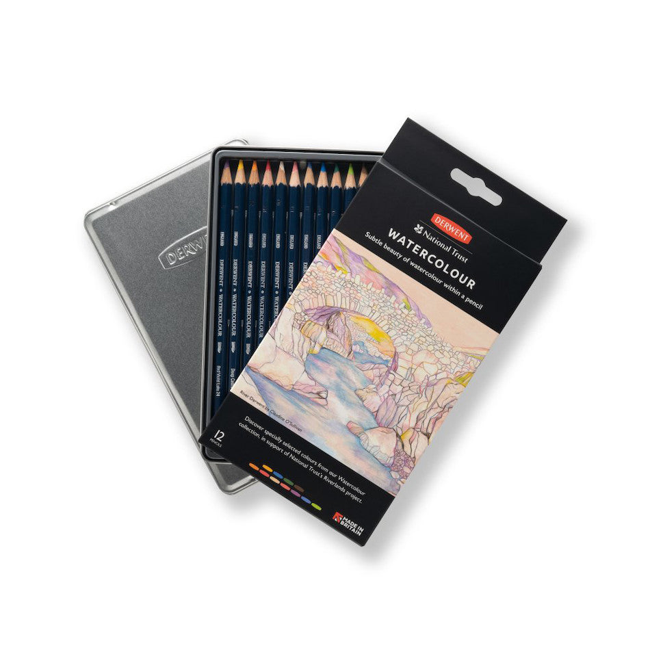 Derwent National Trust Watercolour Pencils Tin of 12 by Derwent at Cult Pens