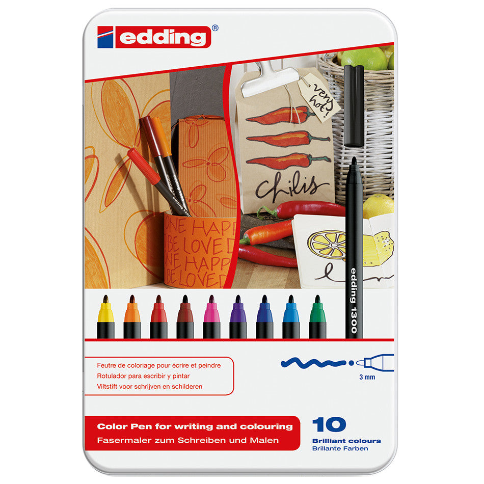 edding 1300 Colourpen Assorted Tin of 10 by edding at Cult Pens
