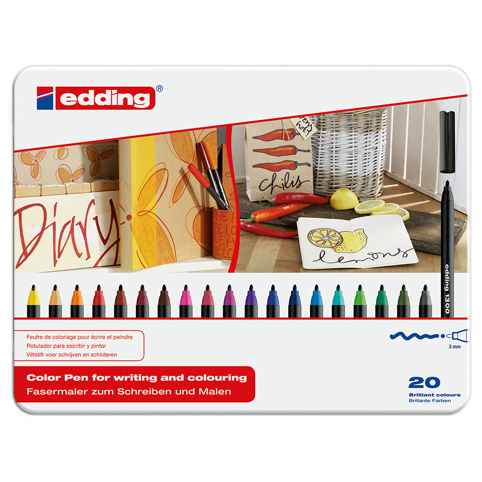edding 1300 Colourpen Assorted Tin of 20 by edding at Cult Pens
