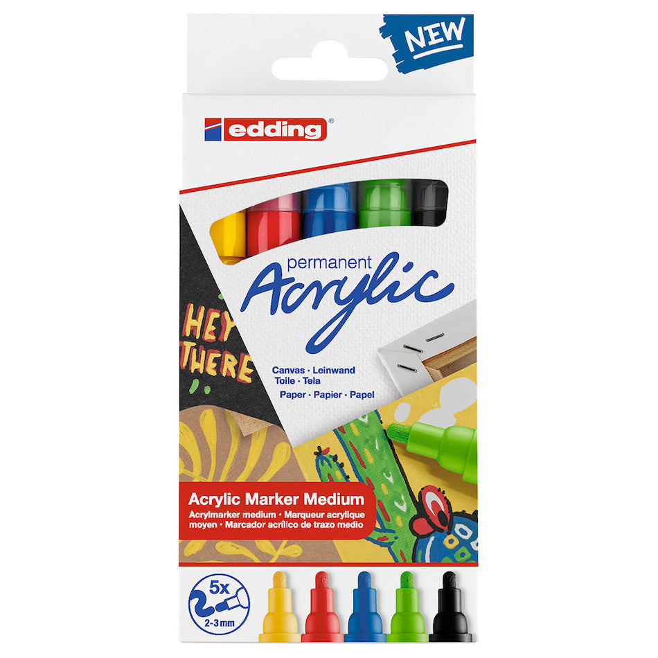 edding E-5100/5s Acrylic Markers Medium Set of 5 by edding at Cult Pens
