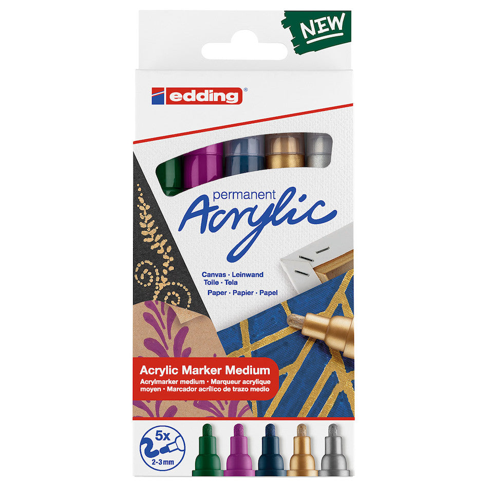 edding E-5100/5s Acrylic Markers Medium Set of 5 by edding at Cult Pens
