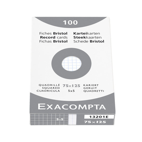 Exacompta White 5 x 3 (125 x 75) Record Cards Pack of 100 by Exacompta at Cult Pens