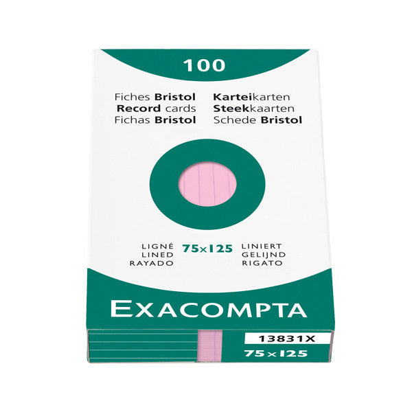 Exacompta Pink 5 x 3 (125 x 75) Record Cards Pack of 100 by Exacompta at Cult Pens