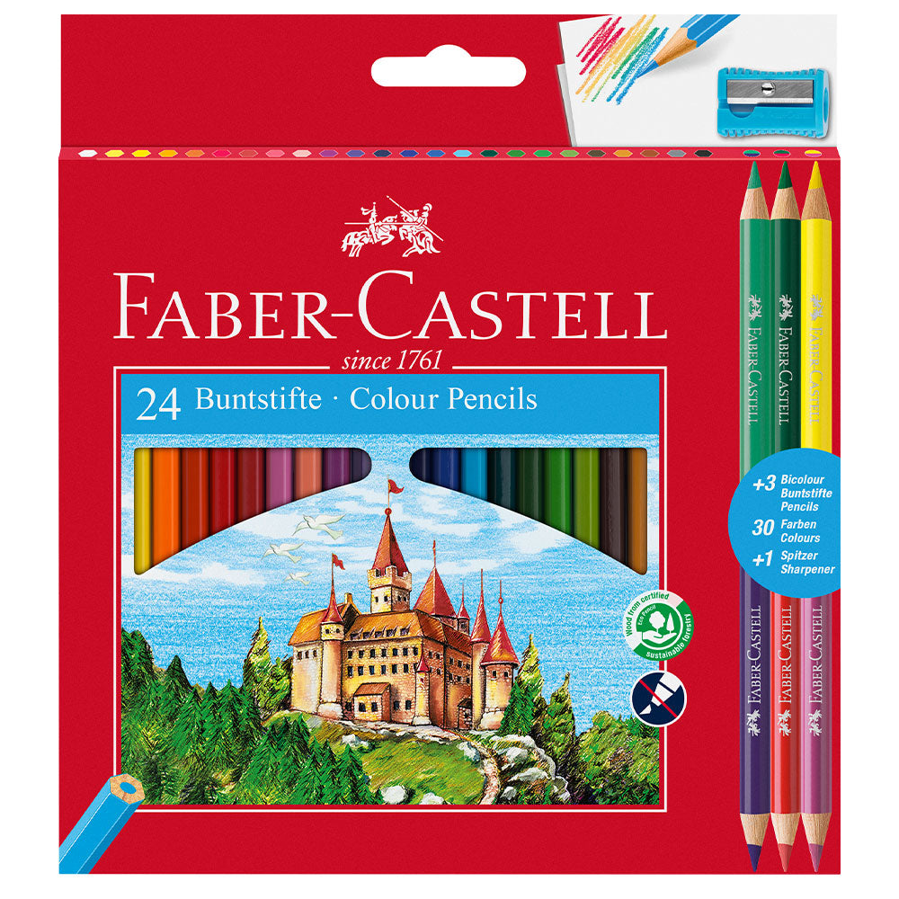 Faber-Castell Eco Colouring Pencil Set of 24 with 3 Bi-Colour Pencils by Faber-Castell at Cult Pens