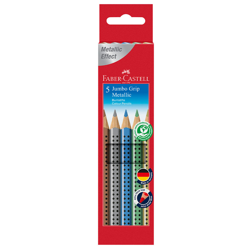 Faber-Castell Jumbo Grip Coloured Pencil Metallic Set of 5 by Faber-Castell at Cult Pens