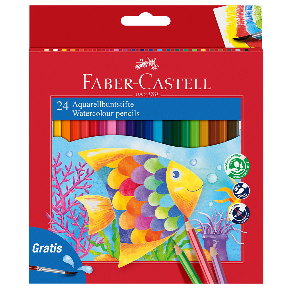Faber-Castell Watercolour Pencil + Brush Set of 24 by Faber-Castell at Cult Pens