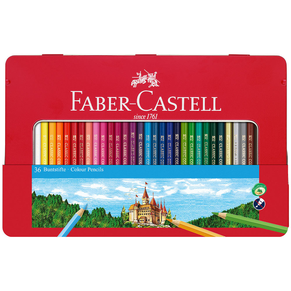 Faber-Castell Hexagonal Colouring Pencils Tin of 36 by Faber-Castell at Cult Pens