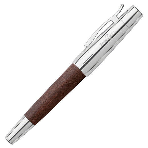Faber-Castell e-motion Fountain Pen Chrome and Dark Brown Pearwood by Faber-Castell at Cult Pens