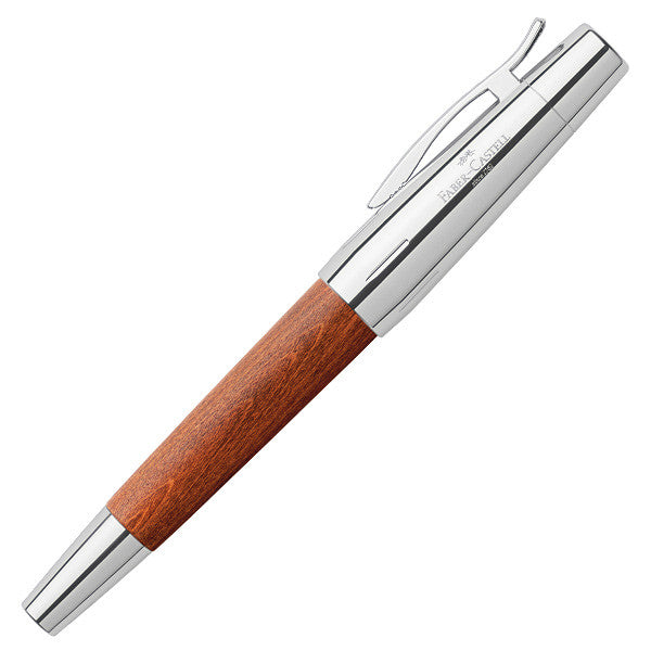 Faber-Castell e-motion Fountain Pen Chrome and Brown Pearwood by Faber-Castell at Cult Pens