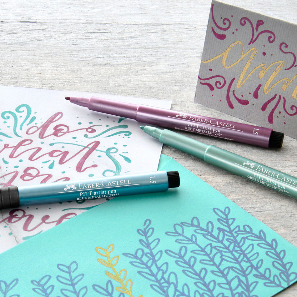 Faber-Castell Pitt Artist Pen Metallic Set of 4 Assorted by Faber-Castell at Cult Pens