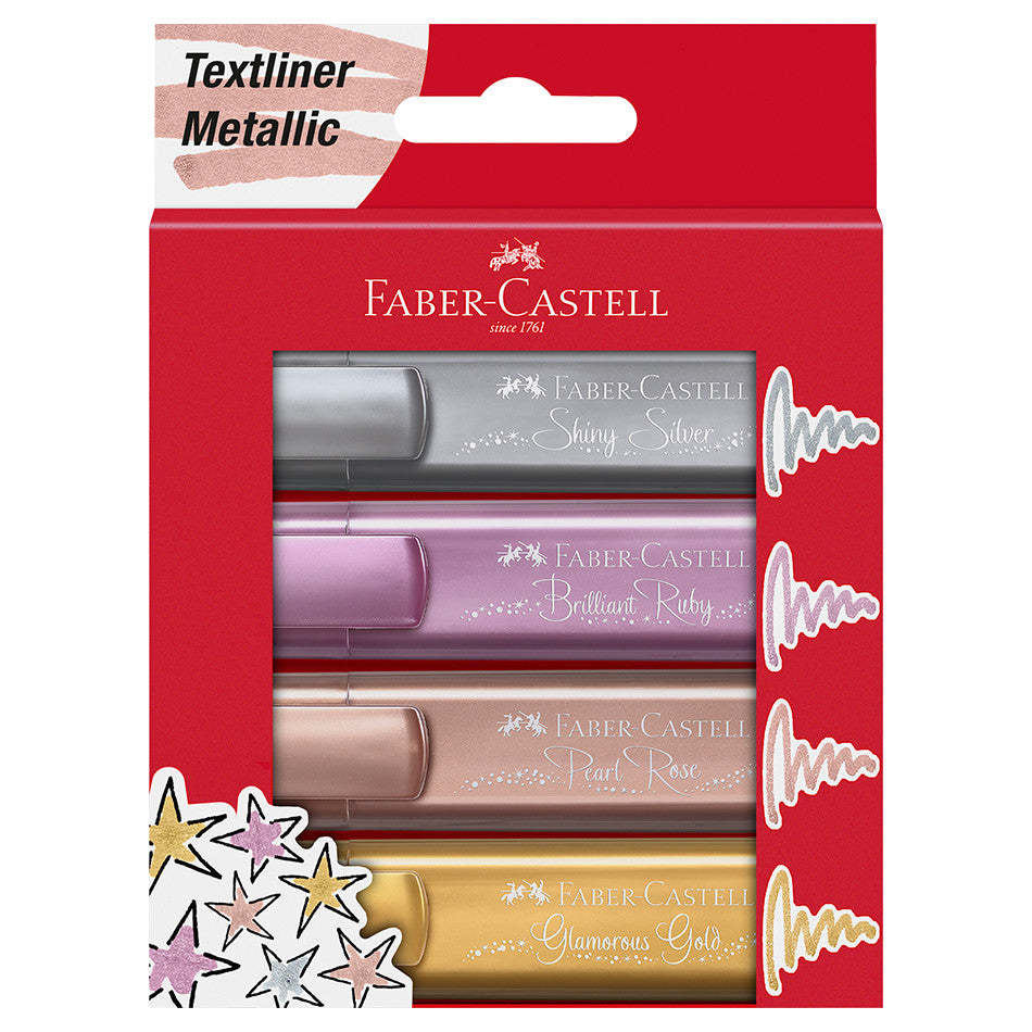 Faber-Castell Textliners 46 Metallic Highlighter Assorted Set of 4 by Faber-Castell at Cult Pens