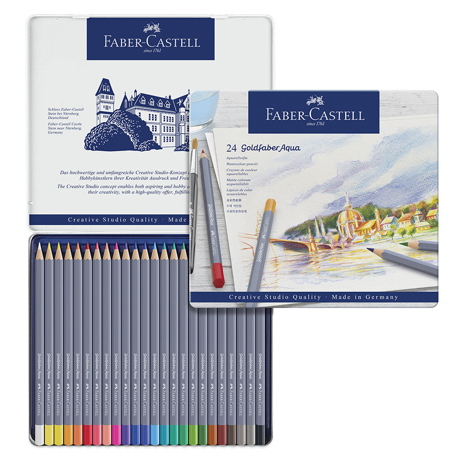 Faber-Castell Goldfaber Aqua Watercolour Pencils Tin of 24 by Faber-Castell at Cult Pens
