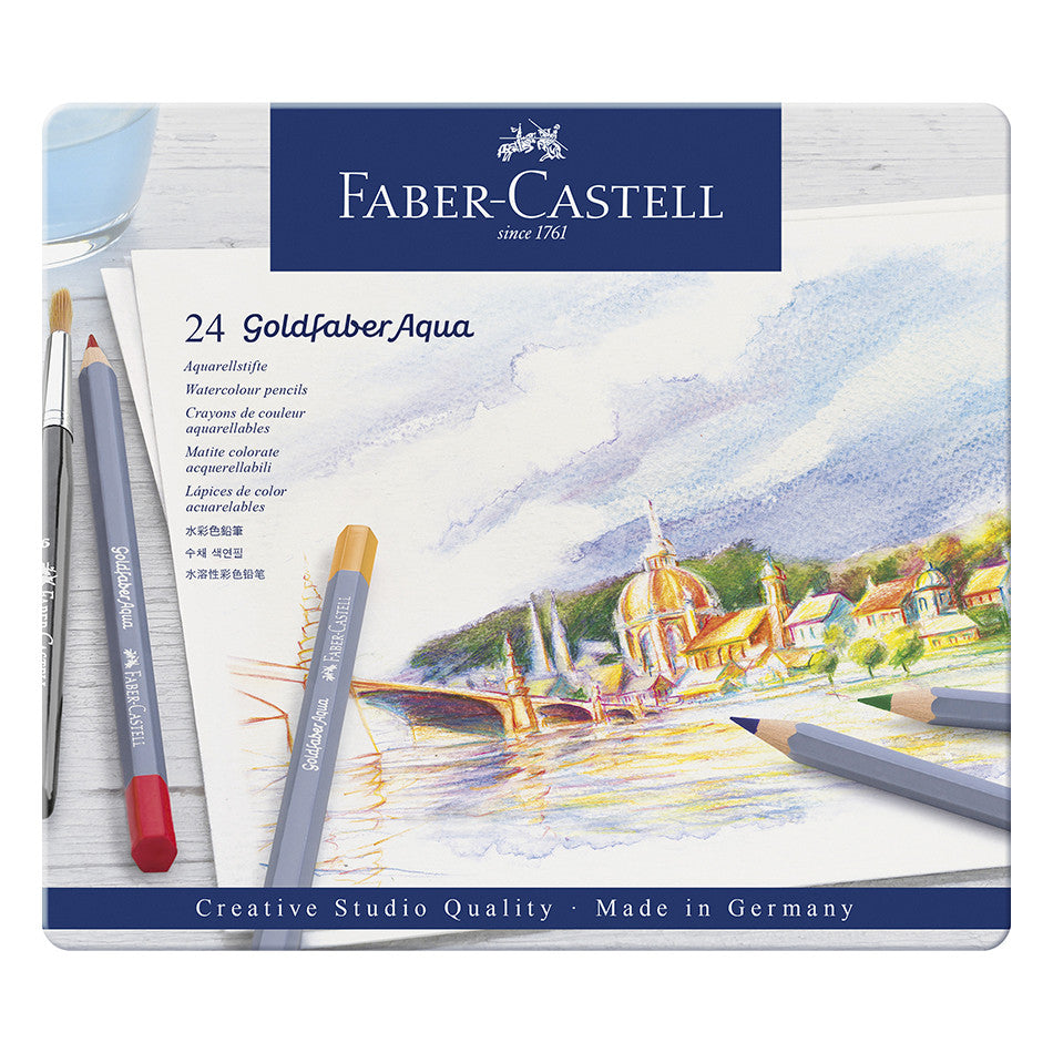 Faber-Castell Goldfaber Aqua Watercolour Pencils Tin of 24 by Faber-Castell at Cult Pens