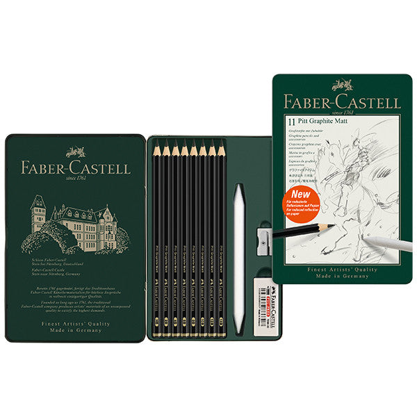 Faber-Castell Pitt Graphite Matt Pencil Tin of 11 by Faber-Castell at Cult Pens
