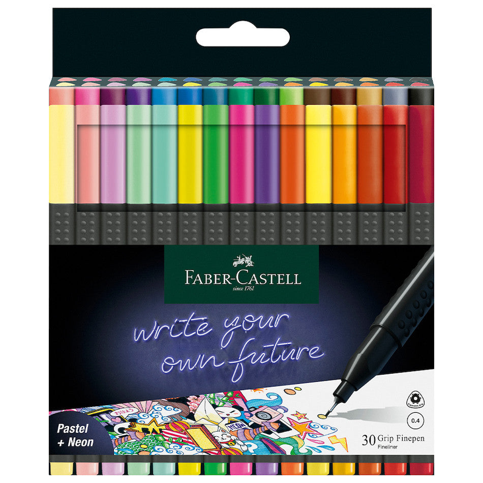 Faber-Castell Grip Finepen 0.4 Set of 30 by Faber-Castell at Cult Pens
