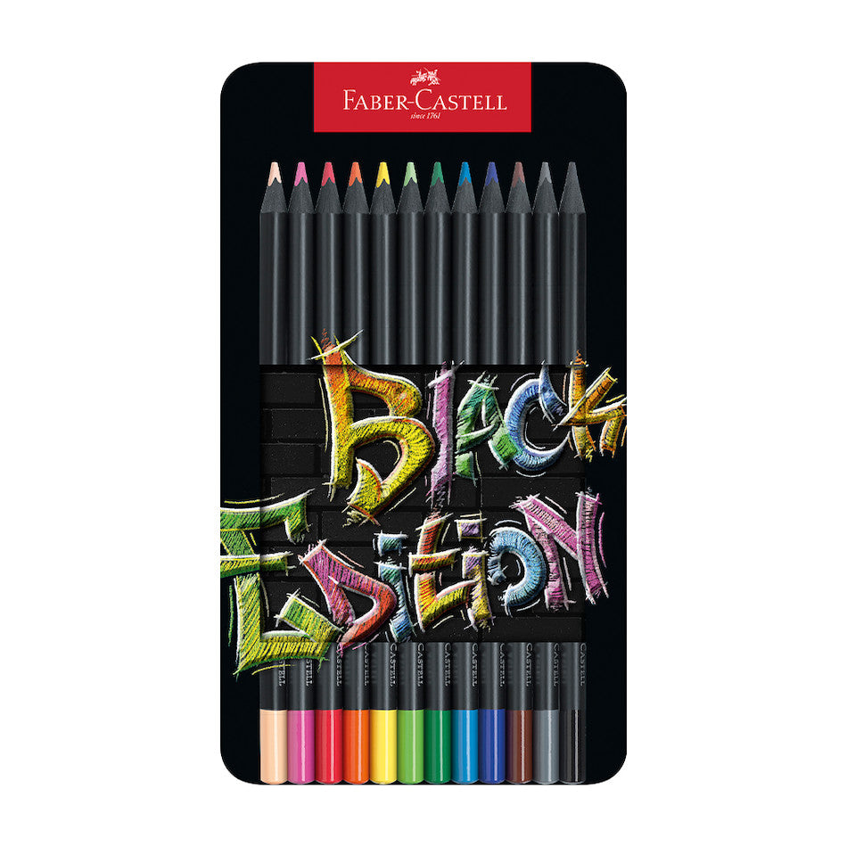 Faber-Castell Colour Pencils Black Edition Tin of 12 by Faber-Castell at Cult Pens