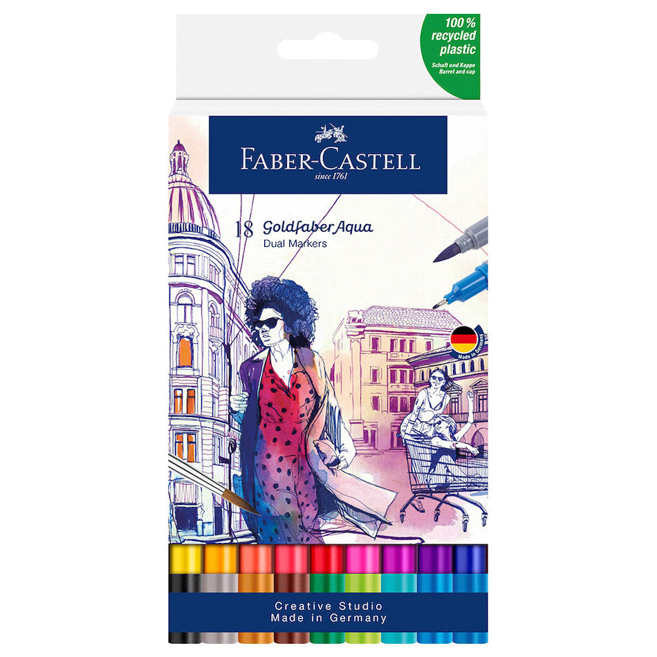Faber-Castell Goldfaber Aqua Dual Marker Cardboard Wallet of 18 by Faber-Castell at Cult Pens