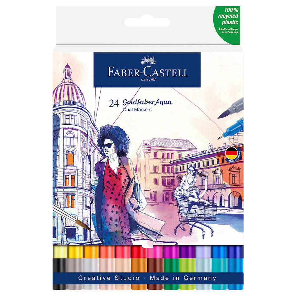 Faber-Castell Goldfaber Aqua Dual Marker Cardboard Wallet of 24 by Faber-Castell at Cult Pens