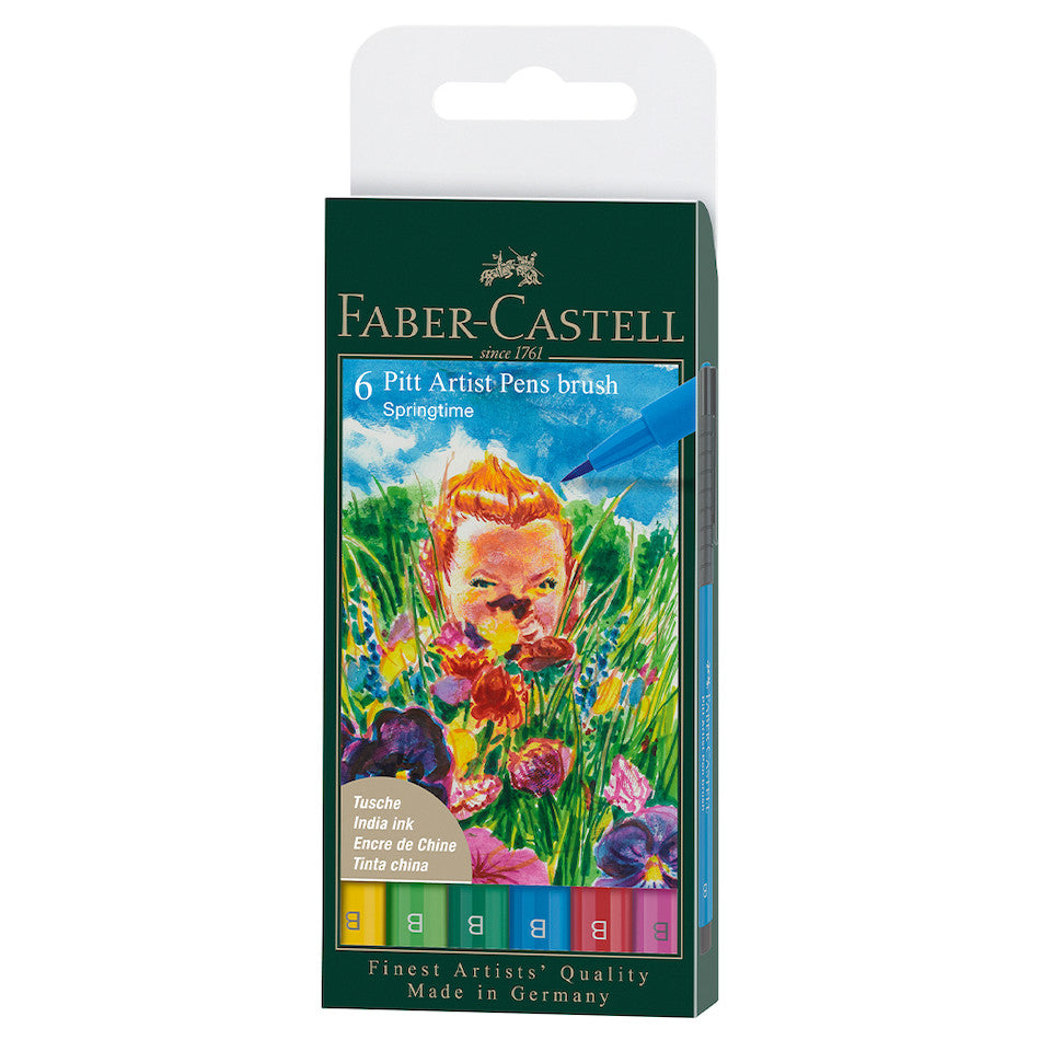 Faber-Castell Pitt Artist Pen Brush Wallet of 6 Springtime by Faber-Castell at Cult Pens