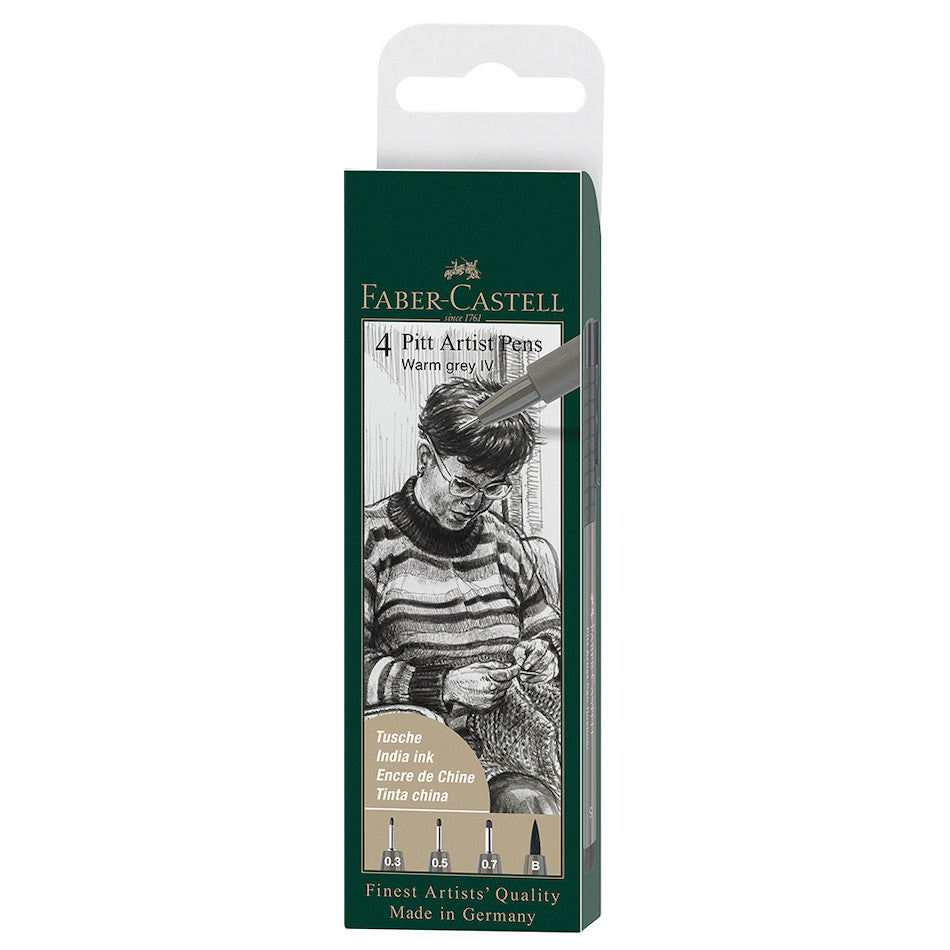 Faber-Castell Pitt Artist Pen Wallet of 4 Warm Grey IV by Faber-Castell at Cult Pens