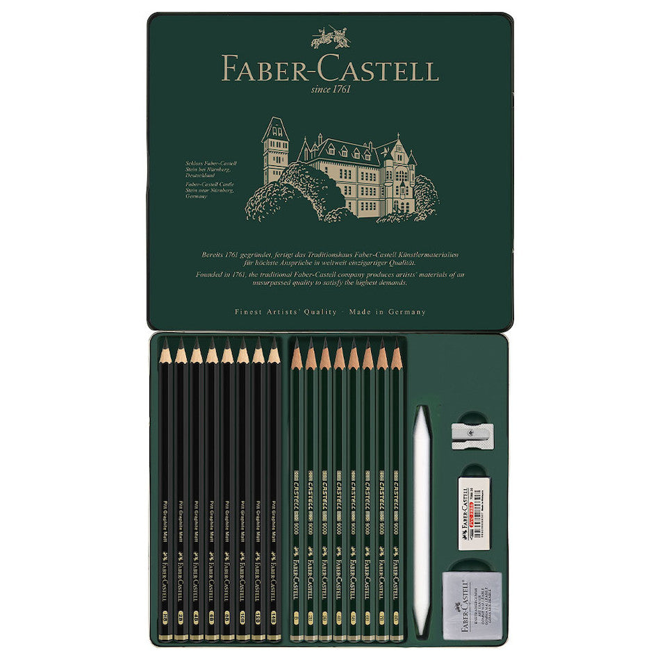 Faber-Castell Pitt Monochrome Set Pitt Graphite Matt & Castell 9000 by Faber-Castell at Cult Pens
