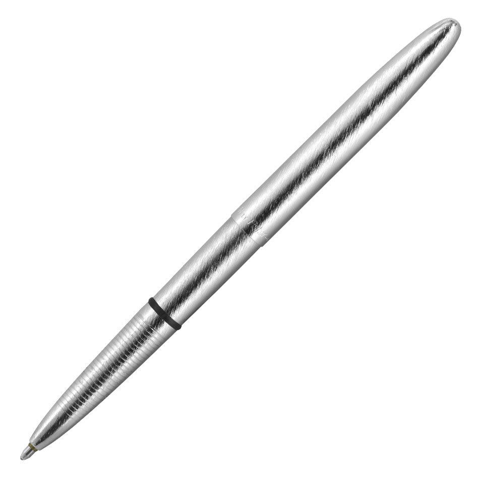 Fisher Space Pen Bullet Pressurised Ballpoint Pen Brushed Chrome with Sky Blue Leather Case by Fisher Space Pen at Cult Pens
