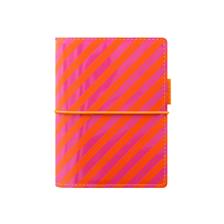 Filofax Domino Pocket Organiser Patent Orange/Pink by Filofax at Cult Pens